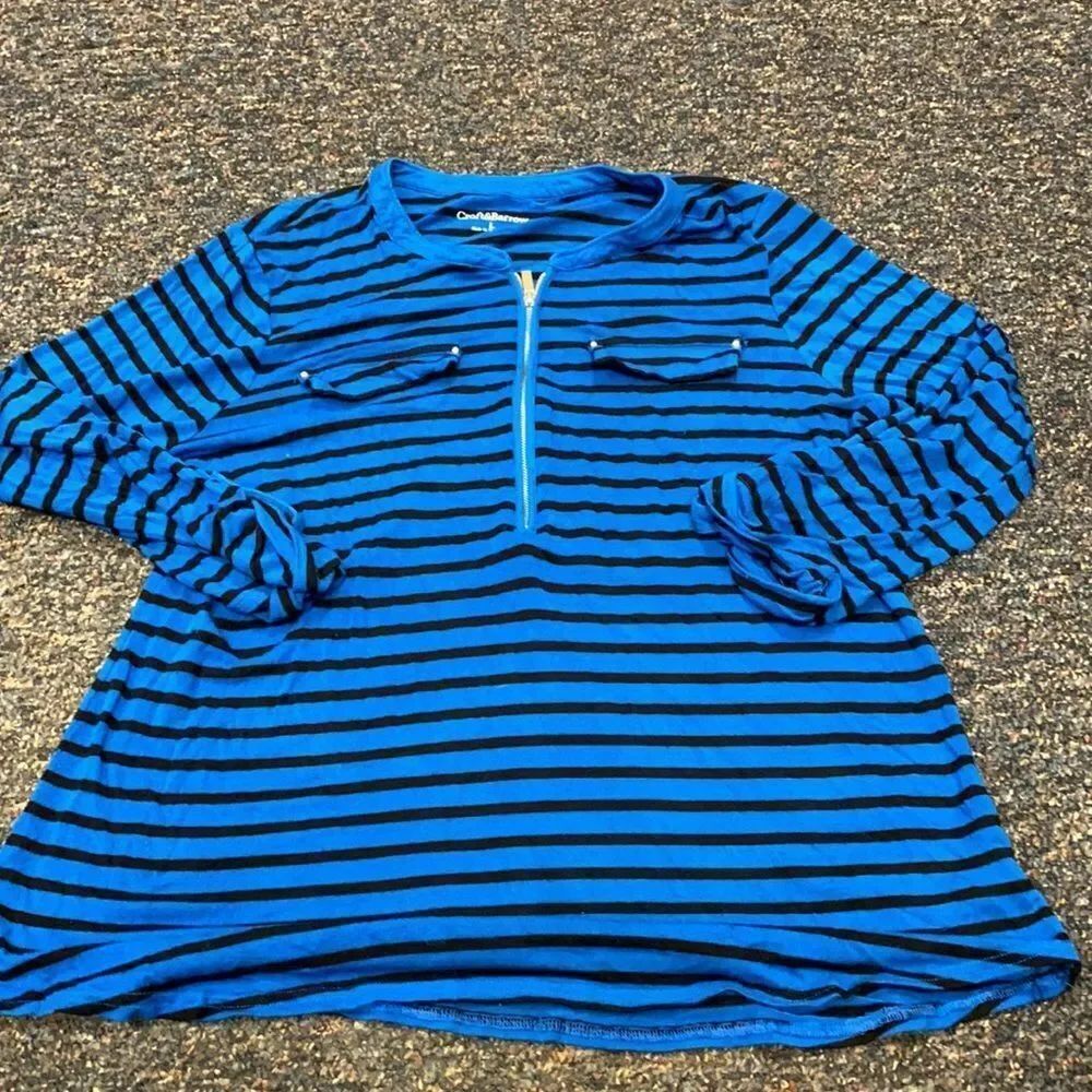 Croft & Barrow Stripped zip up top sz. L